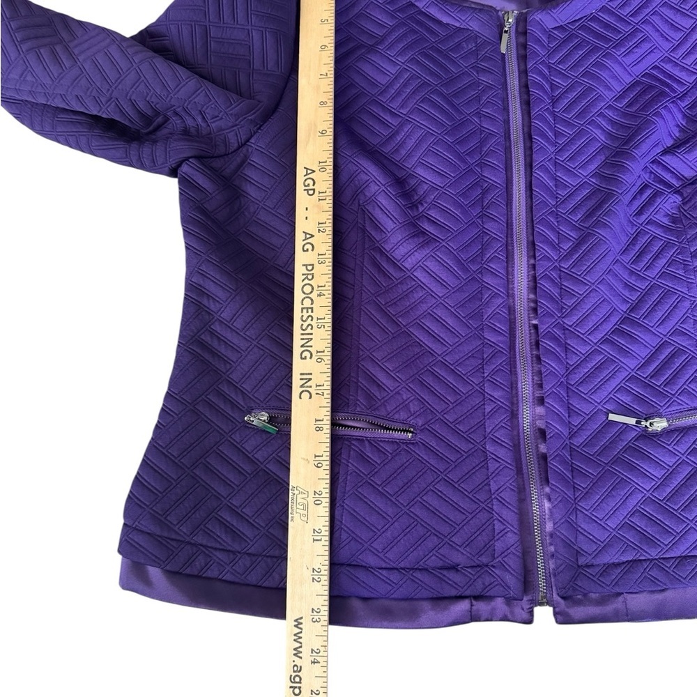 Laura Ashley Purple Quilted Zip Front Jacket Women’s PXL Geometric Lined Pockets - Picture 4 of 11